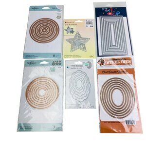 6 Steel & Metal Die Cutting Templates Paper Crafts Ovals Circles Star Rectangle